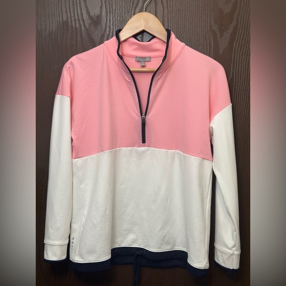 Talbots Pink and White Quarter-Zip Sweatshirt - Picture 4 of 4